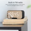 Bedside Desktop Bluetooth Mirror Surface LED Alarm Clock Speaker FM