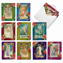 The Best Card Company - 20 Season's Greetings Cards (4 x 5.12 Inch) - Assorted Vintage Angels, Holiday Notecards (10 Designs, 2 Each) - Christmas Angels AM1747SGG-B2x10