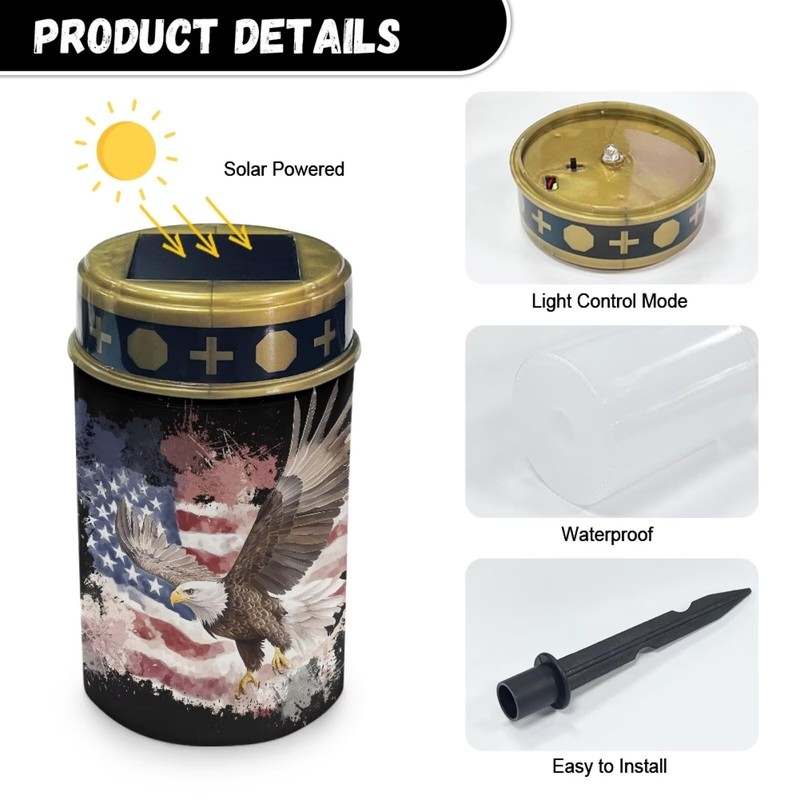 Poceacles Solar Lights Solar Cemetery Lights Solar Grave Lights Outdoor