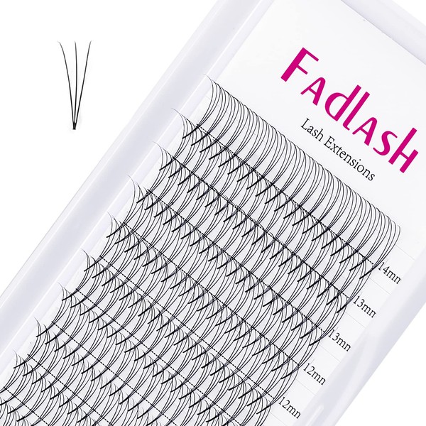 Volume Eyelashes, C Curl, 0.07 mm, 8–14 mm, 3D Lash Extensions, Natural Long Individual Eyelashes, Professional Eyelashes, Clusters, Natural Fans (3D, 0.07 mm, C curl, Mix (8–14 mm))