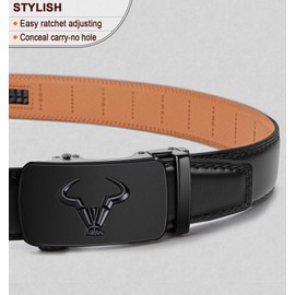 BULLIANT Men's Belt,Brand Ratchet Belt Of Genuine Leather For Gift Men Dress,Size Customized(Black,30"-36" Waist Adjustable)