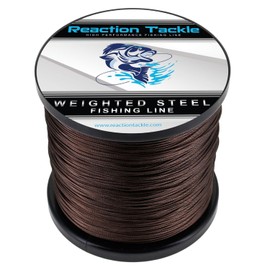 Reaction Tackle Weighted Stainless Steel Trolling Line 45LB- Premium Weighted Fishing Wire 45LB/ 1000 Foot