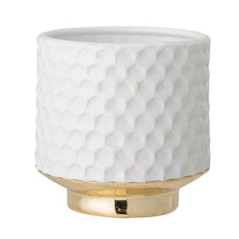 Nordring Ceramic Flower Pot Goldy - colorful Planter, Pot for plants, sukkulents Size M (12,5 cm ø) Dia 5-1/8", Stoneware, white