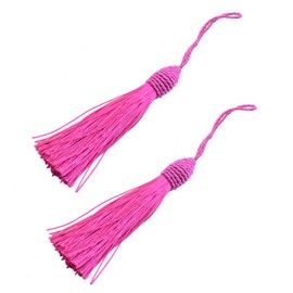20pcs 15.5cm/6 Inch Silky Floss Bookmark Tassels with 2-Inch Cord Loop and Small Chinese Knot for Jewelry Making, Souvenir, Bookmarks, DIY Craft Accessory (Dark Pink)