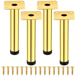 AIMIXUN Pack of 4 Furniture Legs, 15 cm Furniture Feet, Adjustable Cabinet Legs, 5.9 Inch Metal Furniture Feet, Sofa Foot for Sofa, Bed, Cabinet, Couch with Screws (Gold)
