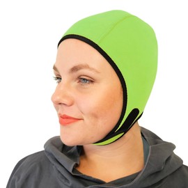 SwimCell Swimming Hat For Open Water Swimming and Watersports. Thermal 4mm Neoprene Swimming Cap for Adults. Adjustable and Reversible For Men and Women. One Size 55-59cm. Green