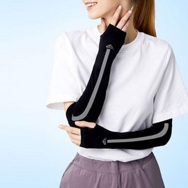 Seamless Cool Arm Sleeves with UV Protection and Hand Cover for Hiking, Fishing, Golf Seamless Cool White 2ea