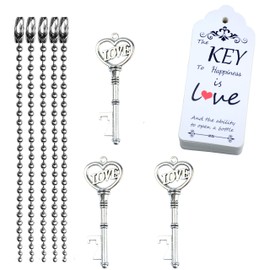 Makhry 52pcs Vintage Skeleton Love Key Bottle Opener Party Wedding Favor Guest Souvenir Gift Set with Thank You Gift Tag (Antique Silver)
