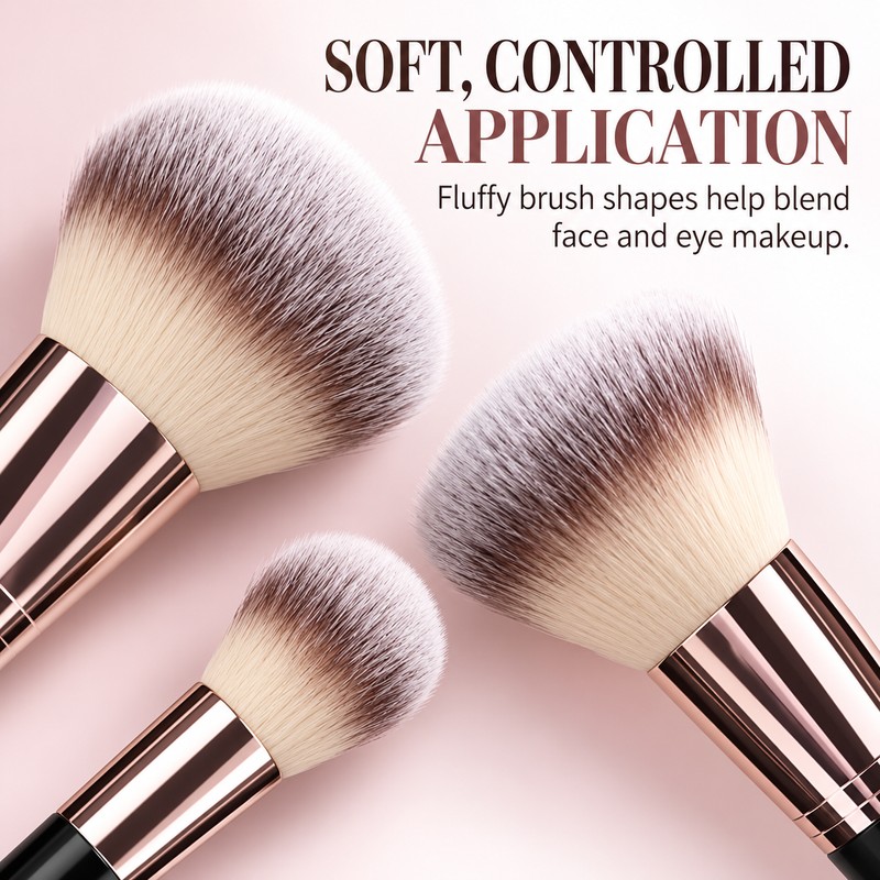 Professional Makeup Brush Set with Soft Fluffy Bristles for Foundation,