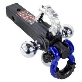 TOPTOW Trailer Hitch with Blue Recovery Shackle Ball Hitch Mount w/Chrome Triple Tow Ball, 2-in Shank, Multi Fit for 2 inch Trailer Hitch Receiver…