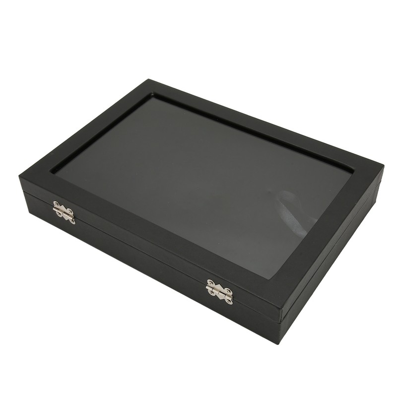 Pin Display Case Dustproof Transparent Glass Lid Badge Storage Box