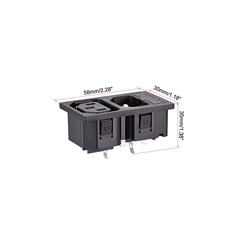 uxcell C13 C14 Panel Mount Plug Adapter AC 250V 10A
