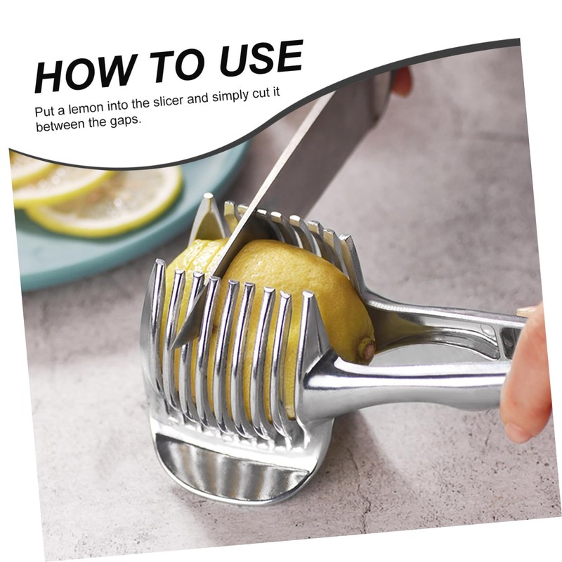 WOONEKY Versatile Lemon Slicer Fruit and Vegetable Slicer Handheld Clamp