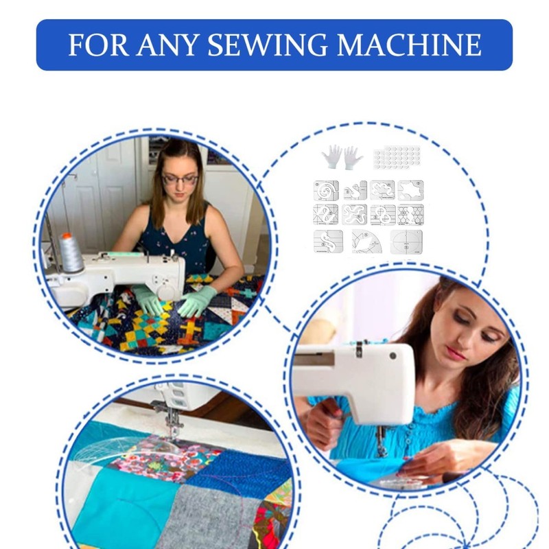 15 PCS Free Motion Quilting Template Set Includes 11 Quilting