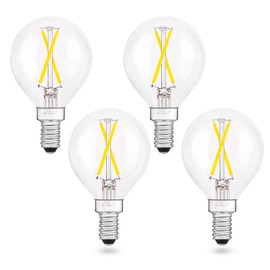 Dimmable 2 Watt Candelabra LED Light Bulb(25W Equivalent), AIELIT Globe E12 LED Bulb, Small Chandelier Base, G15 Filament Edison Bulb for Household Lamp, 200 lumens, Bright White 5000K Clear, 4 Pcs