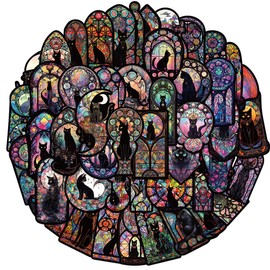 50Pcs Gothic Cat Stickers Decal, Graffiti Dark Kitty Stickers Pack for Laptop, Skateboard, Water Bottle, Luggage, Phone, Waterproof Vinyl Stickers for Teens and Adults