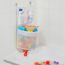 Organizador de juguetes de baño para bebé, secado rápido y a prueba de moho, soporte para juguetes de baño con múltiples suspensiones, bolsa de almacenamiento de juguetes de bañera de gran capacidad