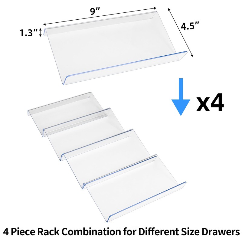 MIUKAA Clear Acrylic Spice Drawer Organizer, 4 Tier- 1 Set