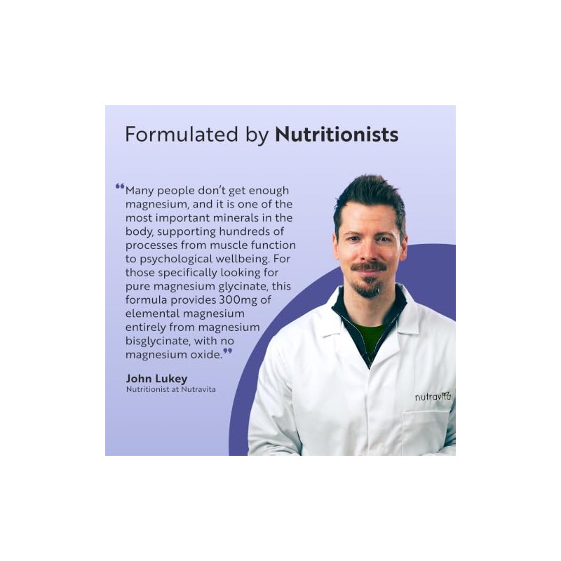 Nutravita Pure Magnesium Glycinate 2175mg with Elemental Magnesium of 300mg