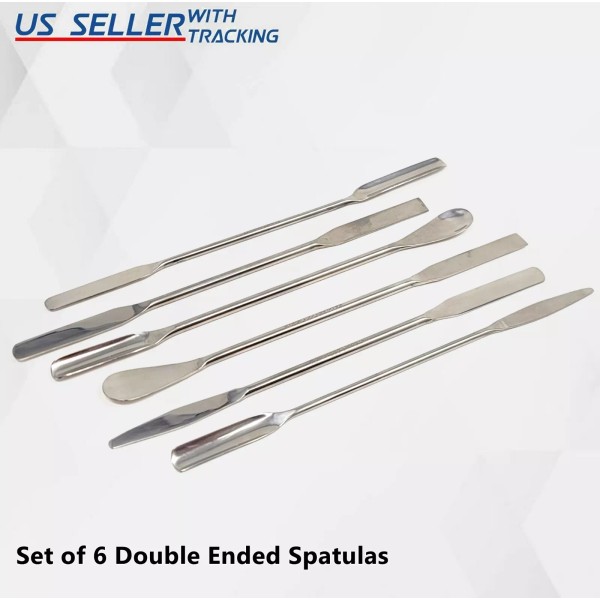 HTI 6PK Lab Spatula Spoon, 9" - Stainless Steel -