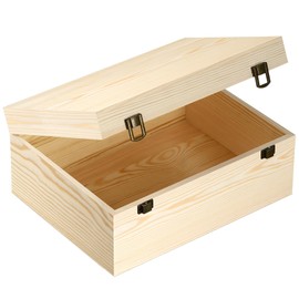 HIPNOOK Unfinished Wood Boxes Large Wooden Boxes with Hinged Lid – 12 x 9x5 Inch Keepsake Box-Memory Box for Crafts, Storage, Gifts, Jewelry,Decor,DIY/Arts/Painting