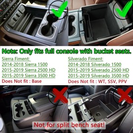 EDBETOS 2PCS Center Console Organizer Compatible with 2014-2018 Chevy Silverado/GMC Sierra 1500 Accessories 2015-2019 Silverado/Sierra 2500HD/3500HD Armrest Box Insert Tray, Full Console w/Bucket Seat