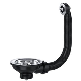 Hulthor Kitchen Sink Basket Strainer Waste with Round Overflow Stainless Steel - 40mm Universal Sink Waste Kit with Plug for UK Kitchens, 113mm Flange