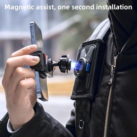 SOH Magnetic Backpack Shoulder Strap Mount for Phone, Quick Release 360° Rotation Hand Free VLOG/POV Bag Clamp Mount, Backpack Phone Clip Holder for iPhone 16 Pro max/15/14/13 and Most Smartphones