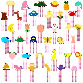 Tuanse 36 Pcs Wind Chime Kit for Kids DIY Wooden Wind Chime Make Your Own Animal Fruit Musical Windchimes Hanging Crafts Decoration for Christmas Birthday Gifts School Activities