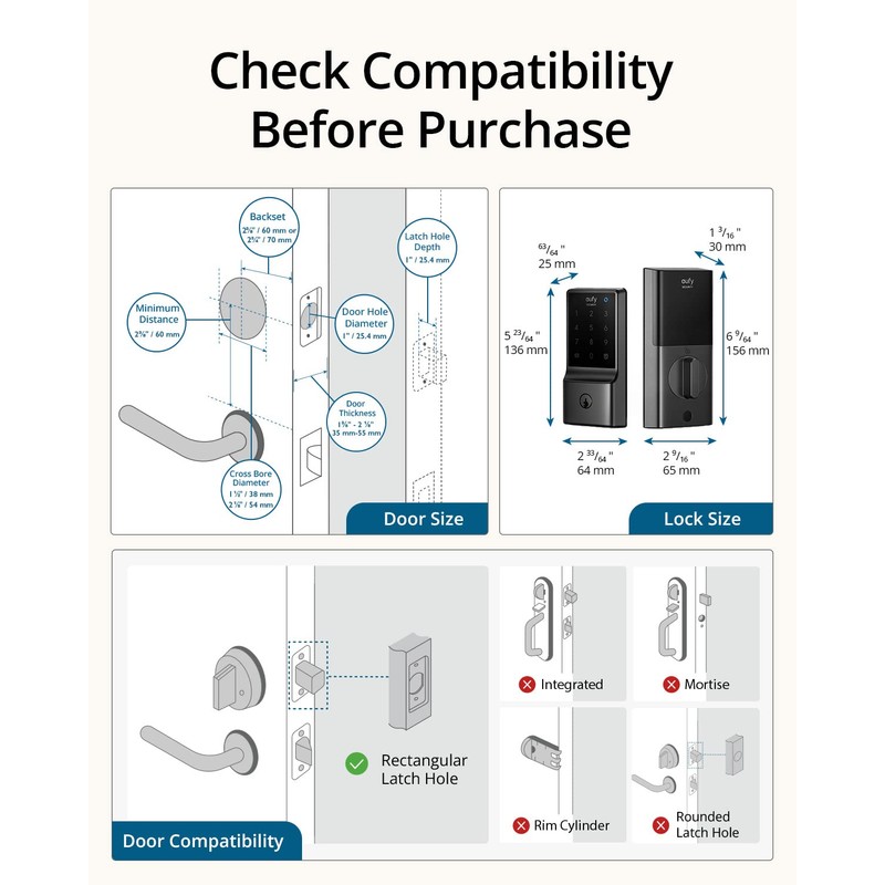eufy Security Smart Lock C210, Keyless Entry Door Lock, Built-in