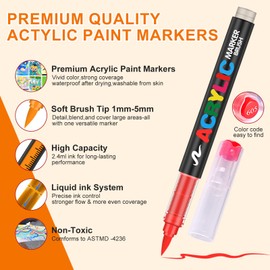 240 Colors Acrylic Paint Markers, Acrylic Paint Pens with Direct-Liquid Ink Control System.1-5mm Soft Brush Tip Paint Pens & Paint Markers for Rock, Wood, Canvas, Glass, Fabric, Metal, Plastic, Paper