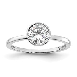 Auriga Fine Jewelry Sterling Silver Rhodium-plated Cubic Zirconia Solitaire Ring Size 8