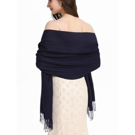RHQKK Pashmina Scarf Shawl and Wraps for Evening Dresses Scarves for Women Wedding Bridesmaid Winter Warm Shawls Navy