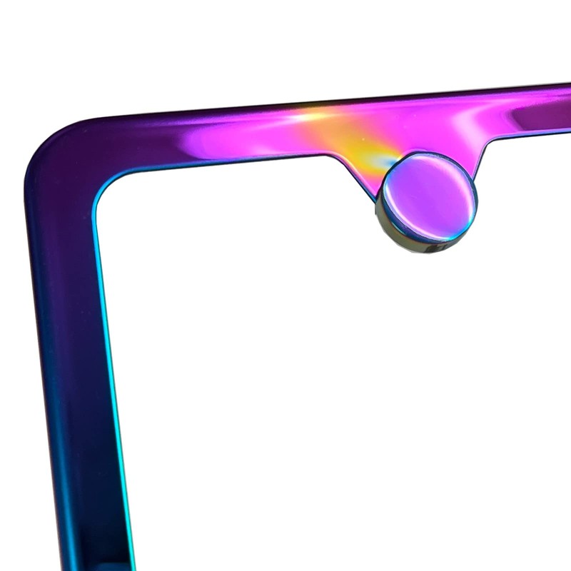 Bottom Cut OutLicense Plate Frame Neo Chrome Aurora Electroplating Burnt