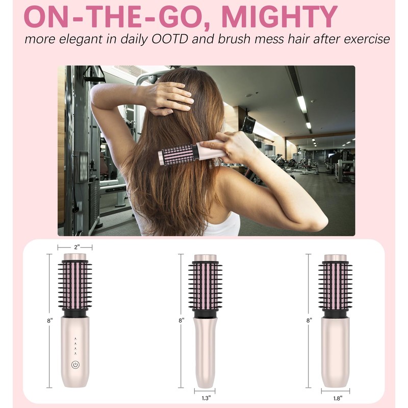 Cordless Hair Curling Brush Gold Pink