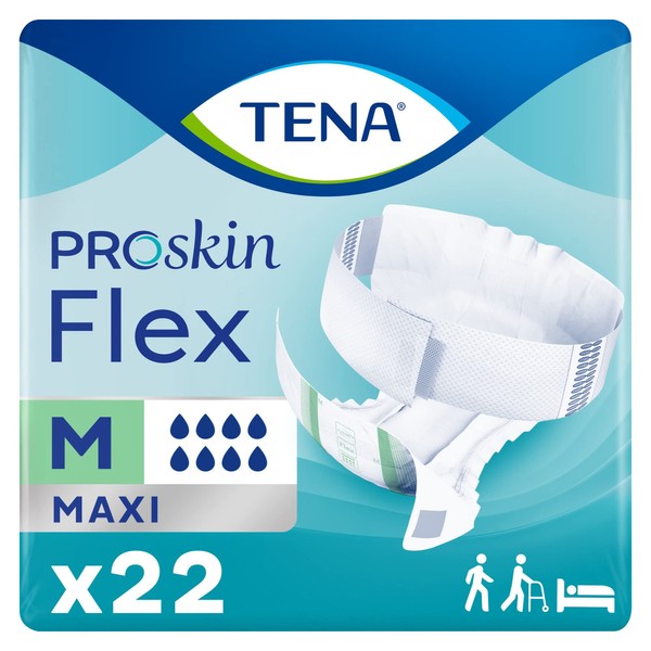 TENA ProSkin Flex Maxi Belted Undergarment, Incontinence, Disposable, Heavy Absorbency, Medium, 22 Count, 1 Pack