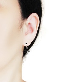 Invisible Clip On Earrings Dangle Gold Teardrop Filigree Silver Leaf Lace Clip-on Drop Non Pierced Fashion Earrings for Women (Butterfly Silver)