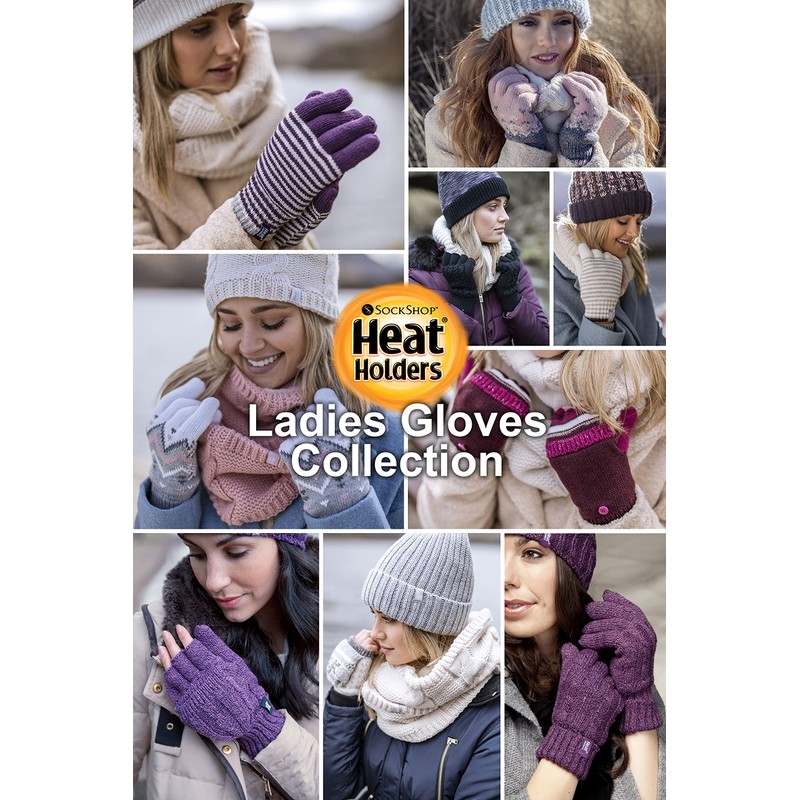 HEAT HOLDERS - Womens Thermal Converter Fingerless Cable Knit 2.3
