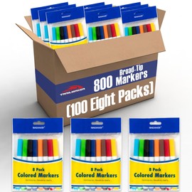 Trail maker 100 Pack Broad Line Coloring Markers Classpack School, Teacher Supplies for Classrooms, Daycares Assorted Colors Markers Washable Bulk Classroom Set Art Markers Bulk Drawing Supplies