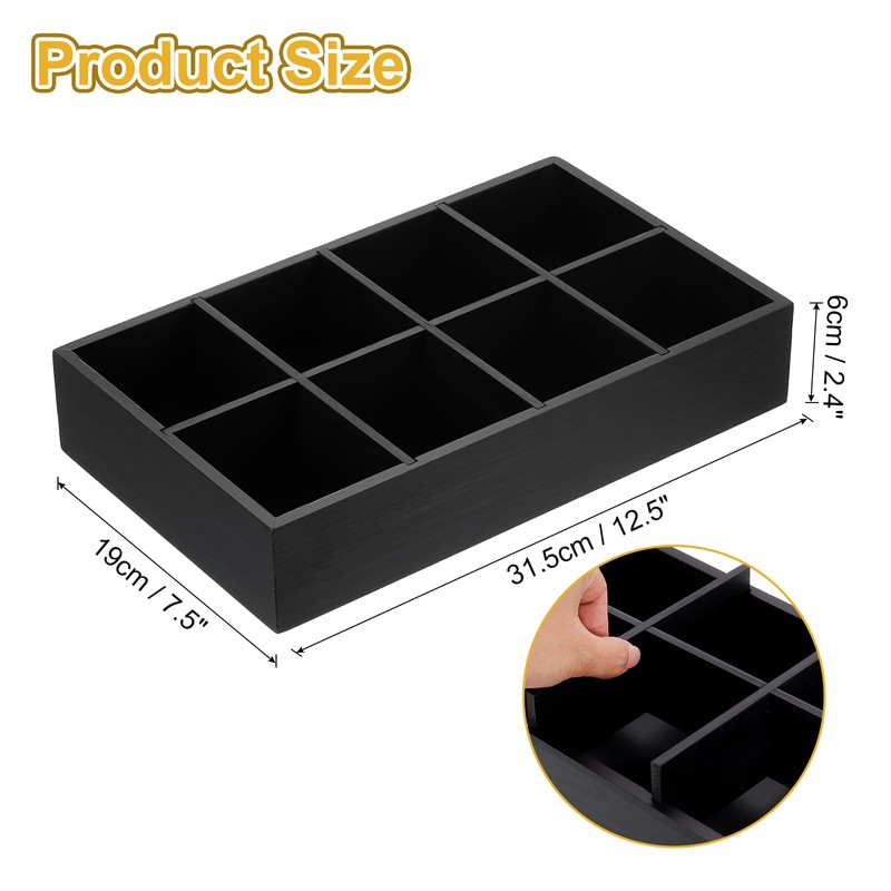 sourcing map Tea Bag Organizer, 8 Compartments Pine Wood Tea