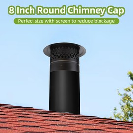 8 Inch Round Chimney Cap,Cone Top Chimney Cap with Screen 8 Inch Round Roof Rain Cover for Wood Stove Pipe Topper,Fireplace Exhaust Roof Vent Cover-Galvanized Steel,Better Airflow Ventilation