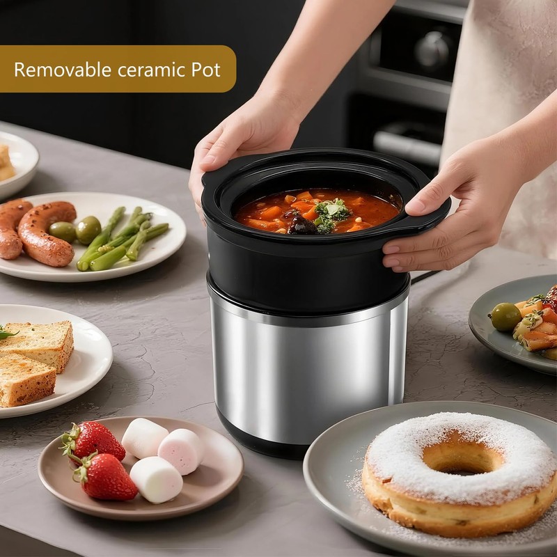 Mini Slow Cooker, 0.65 Qt Capacity small slow cooker, Ceramic