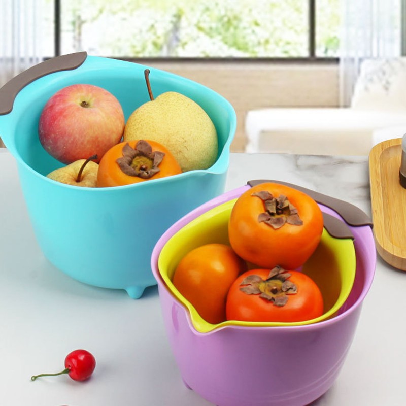 3pcs Drain Colander Set Food Grade PP Stackable Fruit Vegetable
