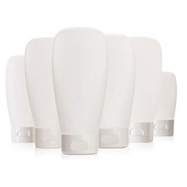 6 x 60ml Clear Plastic Empty Refillable Cosmetic Tubes Squeeze Bottle with Flip Lid Makeup Sample Container Dispenser for Facial Cleanser Shampoo Body Hand Lotion Shower Gel, transparent