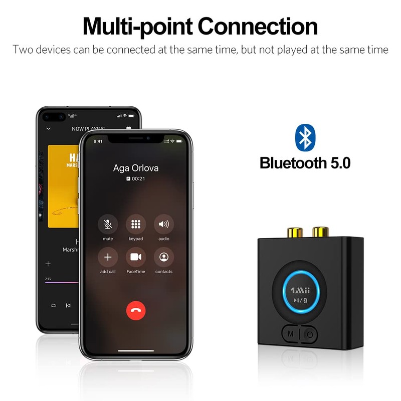 1Mii MiiLink Bluetooth Audio Adapter, Low Latency Wireless Bluetooth 5.0