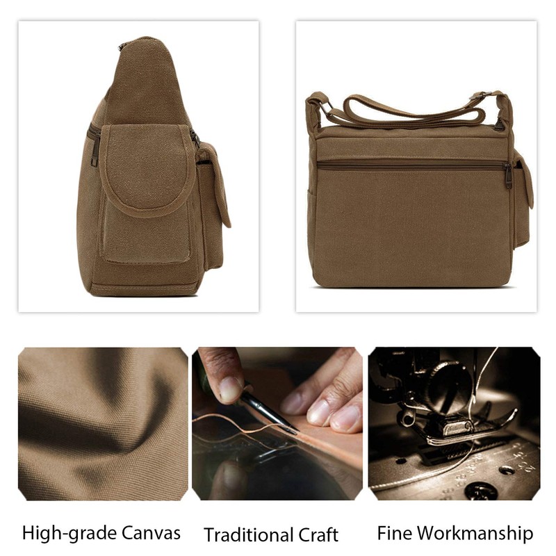 FANDARE Canvas Crossbody Bag Messenger Bag Satchel Shoulder Bag Working