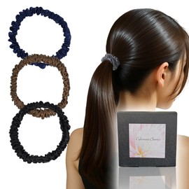 Charmant Chameau (D.umi) Women's Hair Elastic, Silk Hair Accessory, Gentle on Hair, Prevents Hair Breakage, Set of 3, Choose Your Color, Hair Arrangement