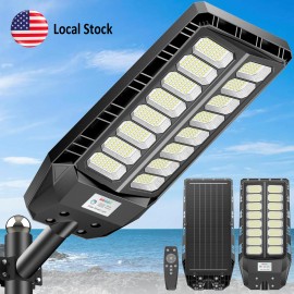 US Stock Available Solar LED Street Light High Brightness Wide Motion Sensor Lighting for Warehouse Park and Industrial RoadEmitting Color: White, Lamp Power(W): LA065, Battery Capacity: 9000mAh