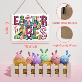 Easter Decoration Easter Wall Decor Easter Bunny Decor Easter Front Door Decor Easter Eggs Decorations, Leopard Easter Wooden Sign Wall Art Decor for Farmhouse Home Porch Bedroom Living Room Office