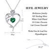 Iefil May Birthstone Necklace for Women, Green Emerald Necklace Rose